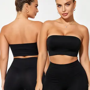 2 pcse Soft  skin-friendly strapless bandeau bra with lift support non-slip design wire-free comfortable gel fabric