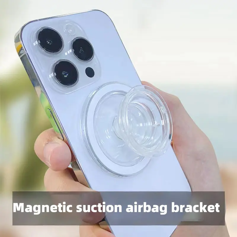 High Magnetic Air Cushion Phone Stand, Full Transparent Foldable Universal Holder, Retractable Design with Magnet Circle Gift, Adjustable Foldable Holder, Phone Holders