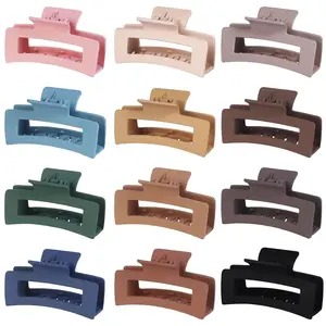 12 Pcs Hair Claw Clips 3.5 Inch Non-slip Square Matte Claws for Women, Strong Hold Banana Clip for Thick Thin Hair,Multi-color