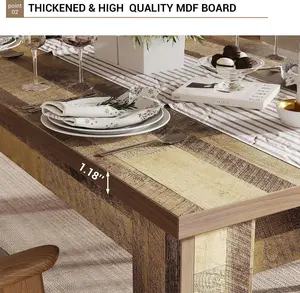 Dining Table for 4-6, 63 Inch Farmhouse Dining Table, Large Wooden Rectangular Dinner Table for 4 for Apartment, Small Space，Natural