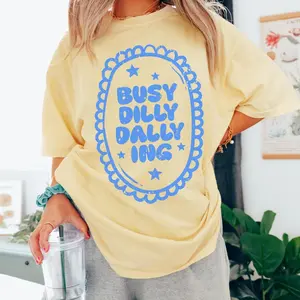 Comfort Colors Dilly Dally TShirt Trendy Graphic Tee Retro Oversized Women’s T-Shirt Aesthetic Comfort Colors Tshirt Preppy