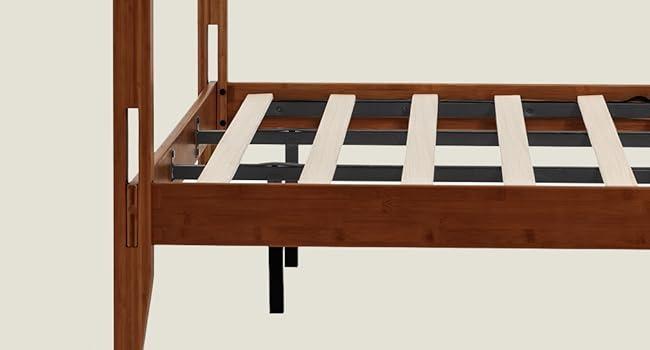 Yechen Bed Frame, Bamboo Platform Bed with Headboard, Noise Free Wood Slats and Metal Beam Support, Easy Assembly with Mortise & Tenon Joint, No Box Spring Needed, Japanese Style, (Queen, King) (Natural, Walnut)