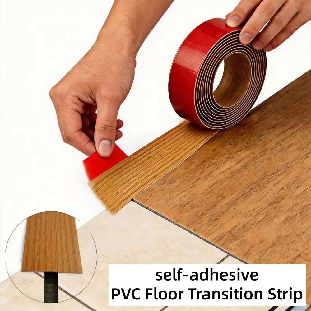 1 Roll of 2mx4cm PVC Floor Transition Strip, Peeled Off and Pasted, Easy To Install, Used To Connect Gaps Between Tiles, Carpets, and Door Sills