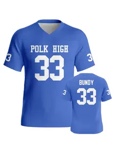 Bundy #33 High School Football Jersey, Football Uniform, High-Quality Blue Sweatshirt for Men, Comfortable, Breathable, Quick-Drying, Suitable for Sports Training, Perfect Gift Idea