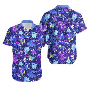 Pokemon Gengar Ghost Type Anime Hawaiian Shirt, Cute Video Game Monster Apparel For Men Women, Fun Printed Summer Vacation Outfit | 300326.C15873.ID00