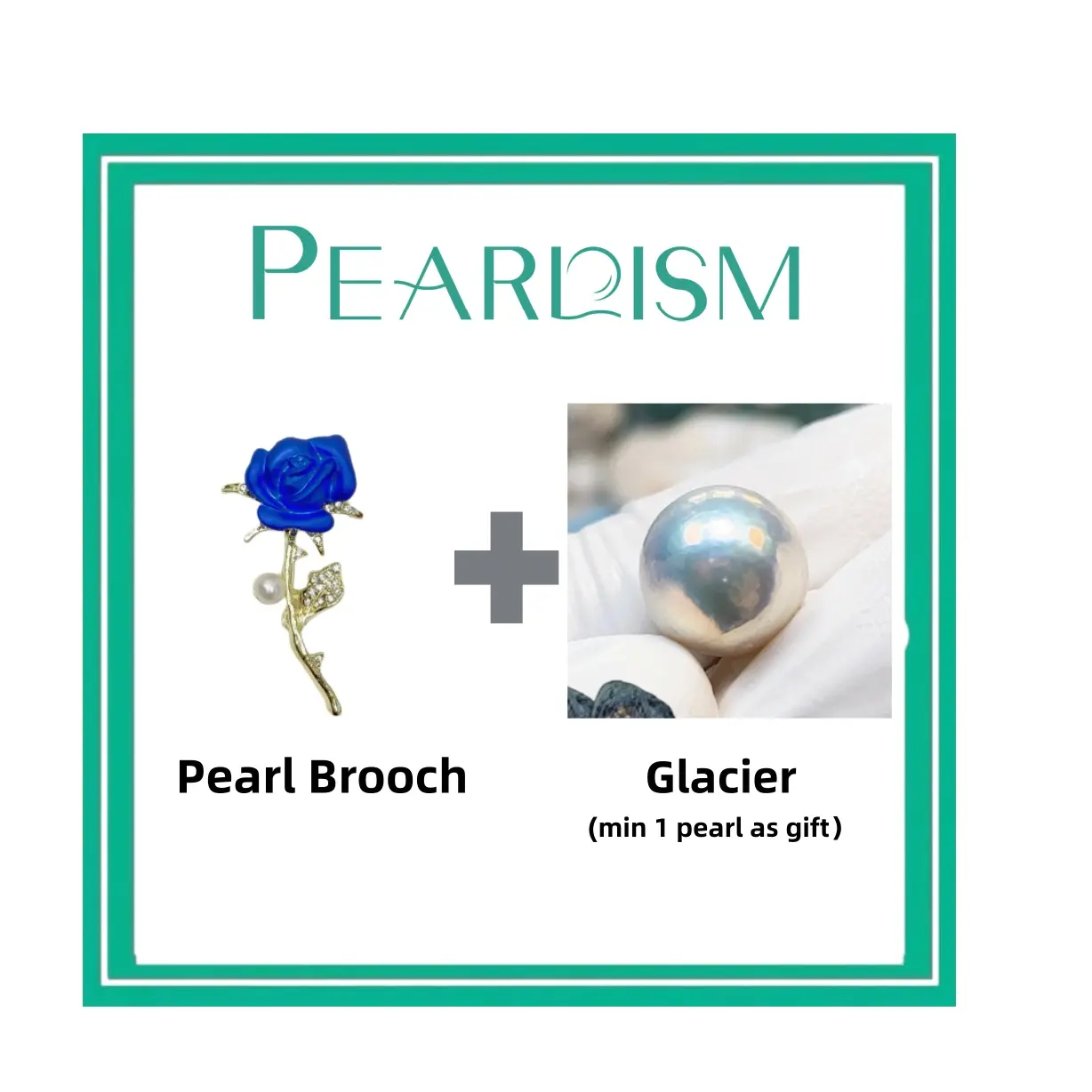 【Joey】Blue Rose Brooch+ Glacier Edison pearl  (Min 1pc Edison pearl as gift) [Open in live]｜Freshwater hite/Pink/Blue Round Color 9-12mm pearl