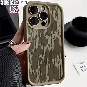 Vintage Camouflage Pattern Phone Case, TPU Shockproof Phone Protective Cover, Fashion Phone Accessories Compatible with iPhone 15 14 13 12 11 Pro Max, Casing, Mother's Day Gifts