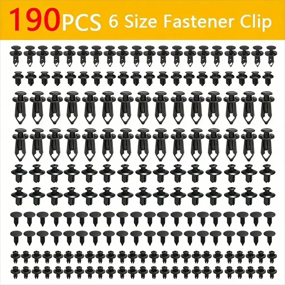 190-Piece Car Fastener Kit, Car Accessory, Durable Plastic Clips, Easy Installation, Fits Trucks and Motorcycles, Decorative Panel and Bumper Attachments