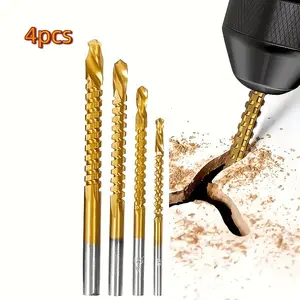 Titanium Alloy Twist Drill Bit, High-Speed Steel Material, Toothed Design, Ideal for Cutting Wood, Metal, and Plastic