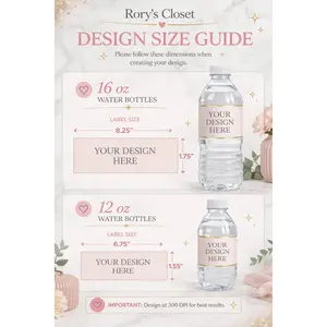 Custom Water Bottles | 12 oz & 16 oz Personalized Labels (Upload Your Design)