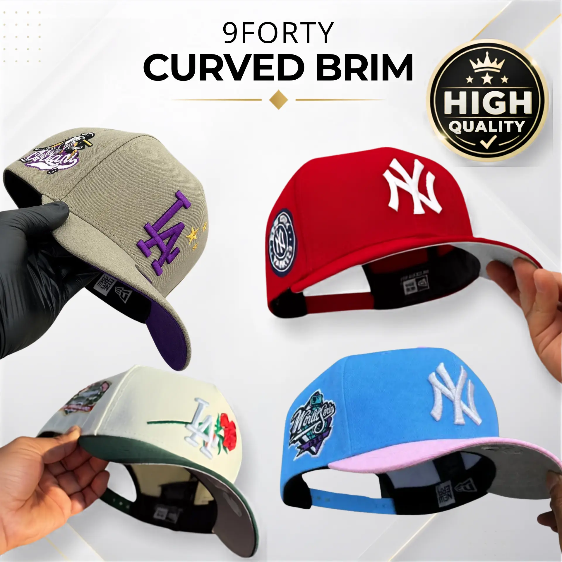 New Era MLB LA Dodgers NY Yankees Baseball Cap – 9FORTY Adjustable 59FIFTY Fitted Snapback Hat, Embroidered Logo, Curved Brim, Gorras de Béisbol para Hombre y Mujer, Streetwear Urban Fashion, Vintage Sport Look, Fan Gear, Game Day Style USA
