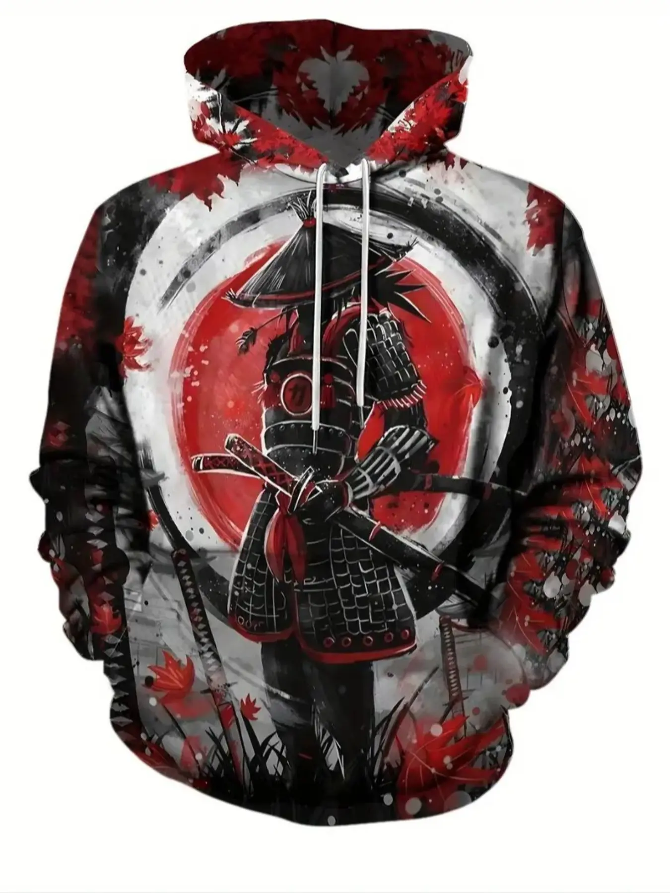 Men's & Women's Casual Hoodie Pullover, Long Sleeve, Fitted, Realistic 3D Print Asian Graphic Design, All-Over Zipper Closure, Adjustable Drawstring Cap, Streetwear Style, Sweatshirts