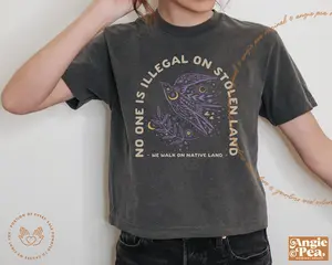 No One Is Illegal On Stolen Land Migration Is A Human Right Boxy Crop Top Comfort Colors Crop Top