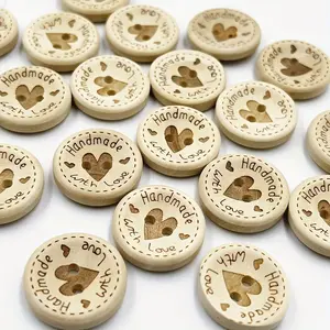 100pcs Heart-Shaped Wooden Buttons - Assorted Sizes 15mm/20mm/25mm for Sewing, Scrapbooking, Gift, Handwork, Home Decor, and Clothing Decoration