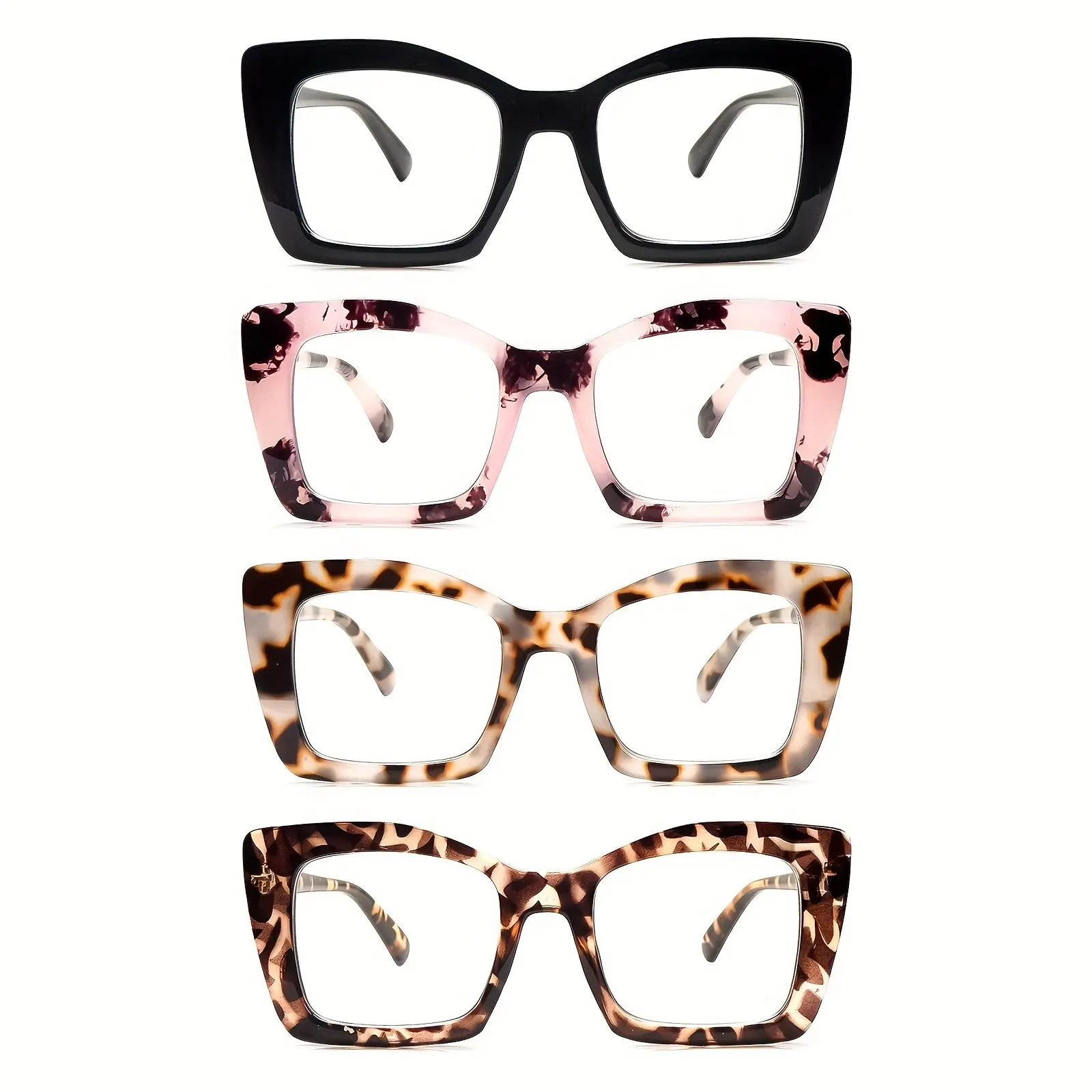 ZOELEAD 4-Pack Oversized Reading Glasses for Women - Blue Light Blocking Eyeglassesfor Women,Fashion Readers with Spring Hinge Eyeglasses Clear Lens Ideal for Daily Reading, Durable Readers with Spring Hinges for Comfort