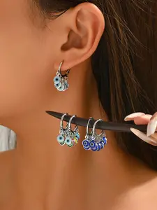 Fashion Blue Eye Pendant Earrings for Women, Dangling Earrings, Unique Devil Eye Design, Stainless Steel Material, Daily Wear Jewelry