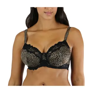 Lunaire Barbados Underwire Animal Print Mesh Bra w/ Lace Trim