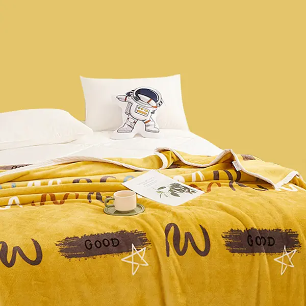Curved Blanket Tank Blanket Industry Household Blanket Home Blanket yellow curve lines soft artificial ferret fur indoor temperature