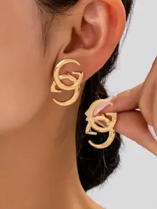 Elegant Alloy Earrings with Dual G Letters, Fashionable Commute Party Wear, Stylish Women's Jewelry Accessories