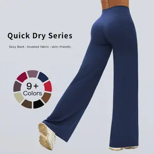 Tenwolf Women’s High-Waisted Wide-Leg Loose Athletic Long Pants for Outdoor Casual Sports and Fitness Solid