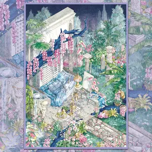 Chinese Scenery Terrarium Sticker Set, Traditional Landscape Decals, Pagodas, Bamboo, Misty Mountains, Cherry Blossoms, DIY Decorations