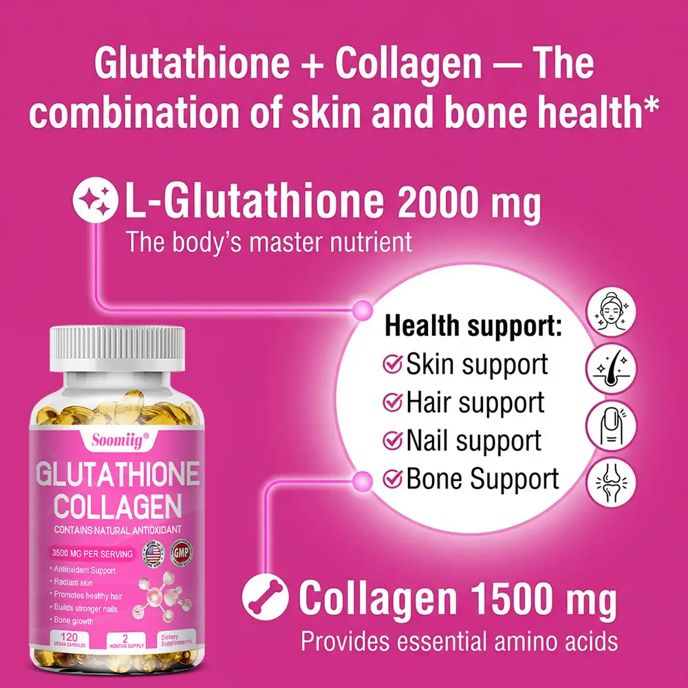 glutathione for bones Soomiig Glutathione & Collagen Health Supplement with Milk Thistle- Supports Smooth Hair and Healthy Skin -Support Bone and Liver health-120 Capsules glutathione for bones Soomiig Glutathione & Collagen Health Supplement with Milk Thistle- Supports Smooth Hair and Healthy Skin -Support Bone and Liver health-120 Capsules