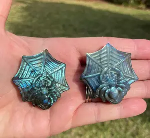 Labradorite Crystal Spider Web Crystal Carving