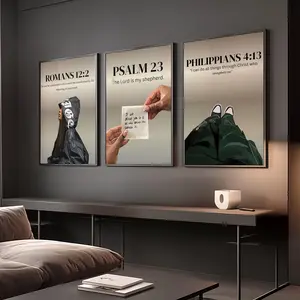 Set of 3 Black Christian Girl Wall Art, Scripture Print, Bible Verse Wall Art