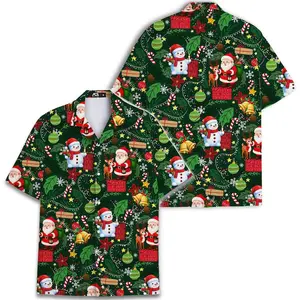 Hawaiian Xmas Shirt Holiday Party Shirt Hawaiian Christmas Shirt for Men Santa Hawaiian Shirt Christmas Short Sleeve Shirt