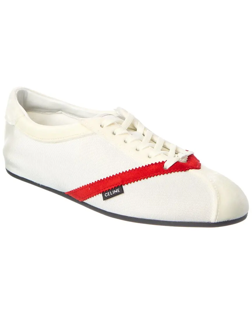 CELINE Logo Velvet & Leather Sneaker