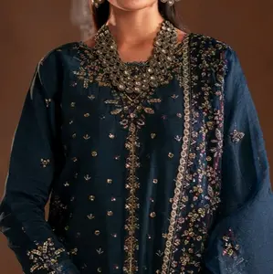 Emaan adeel 3pc stitched korean silk outfit with sharara with for wedding wear and part wear