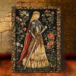 1 Piece, 2D Flat Wooden Frame Canvas Wall Art Ready to Hang, Medieval Knight Tapestry Style for Women, 29.97cm x 39.88cm cm, Bedroom Living Room Canvas Decorative Wall Art, Home Wall Decoration with Frame LLPKH16547, 2D Flat, Perfect for Room Decoration