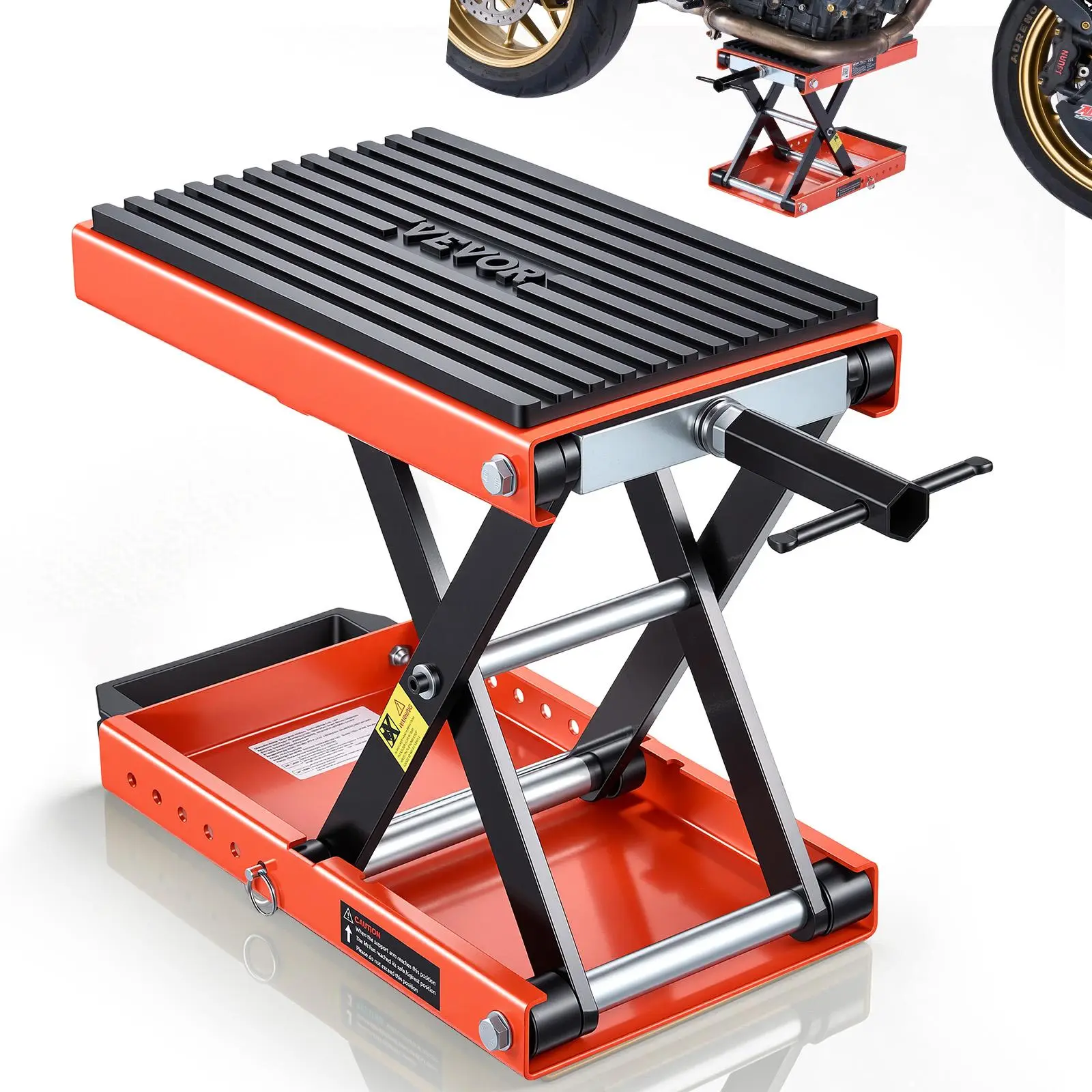 【summerfinds】VEVOR Motorcycle Lift, 1500 lbs Motorcycle Scissor Lift Jack with Wide Deck & Lock Pin, 4.13"-13.77" Center Hoist Crank Stand, Steel Scissor Jack for Street Bikes, Cruiser Bikes, Touring Motorcycles