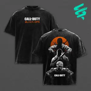 Call of Duty Black Ops Vintage Graphic Oversized Sweatshirt Hoodie T-Shirt, Retro CoD Gaming Apparel for Men Women, Acid Wash Heavyweight Cotton Streetwear, Gamer Gift Idea, Classic Warfare Merch