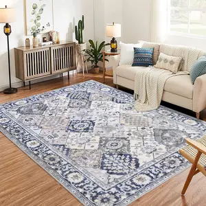 GARVEE Moroccan Trellis Rugs: Vintage Floral Print, Non-Slip, Washable Carpets for Entryway, Living Room, Kitchen, Bedroom, Laundry Room. Available Sizes: 2x3 to 9x12. Colors: Beige Blue, Grey Green, Grey Brown.