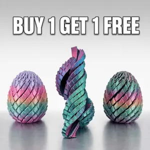 3D Printed Fidget Sensory Toy Twistable Dinosaur Egg, Expandable PLA Spiral Desk Toy, Rotating Tactile Egg for Desk Play & Display, Holographic Gift Pouch, 7.5cm, 80g