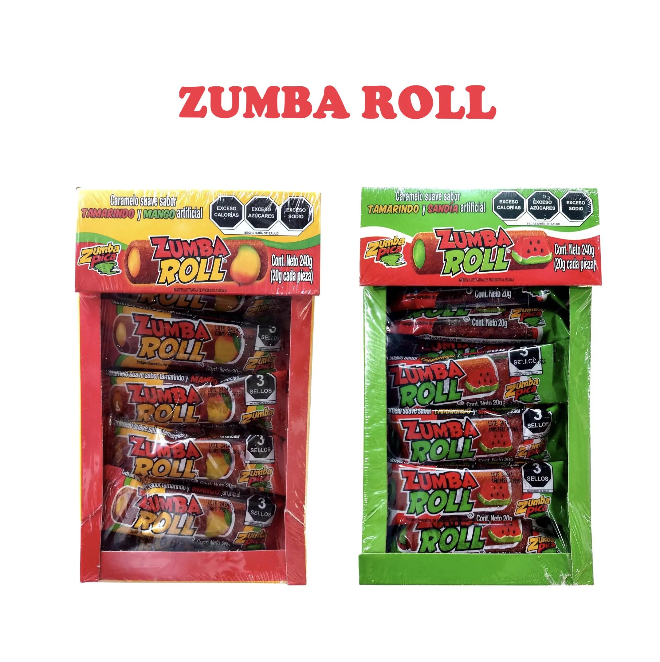 Zumba Pica Zumba Roll Tamarind & Mango or WatermelonFlavor Soft Candy 12 Pieces