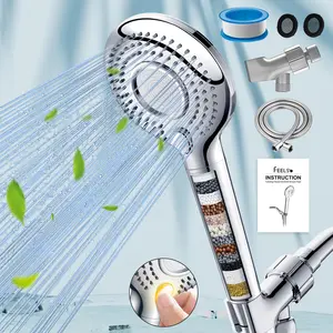 FEELSO Premium Filtered Handheld Shower Head | 15 Stage Water Softener, High Pressure 3 Spray Modes, Complete Kit with 60" Hose & Bracket