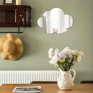 Cloud-Shaped Wall Mirror, DIY 3D Acrylic Decorative Plate, Bedroom Living Room Bathroom Kitchen Vinyl Sticker, Unique Home Decoration Concept