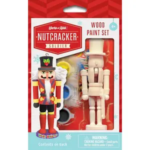 Nutcracker Soldier Ornament - Paint Your Own Miniature Kit, Multicolor, Real Wood