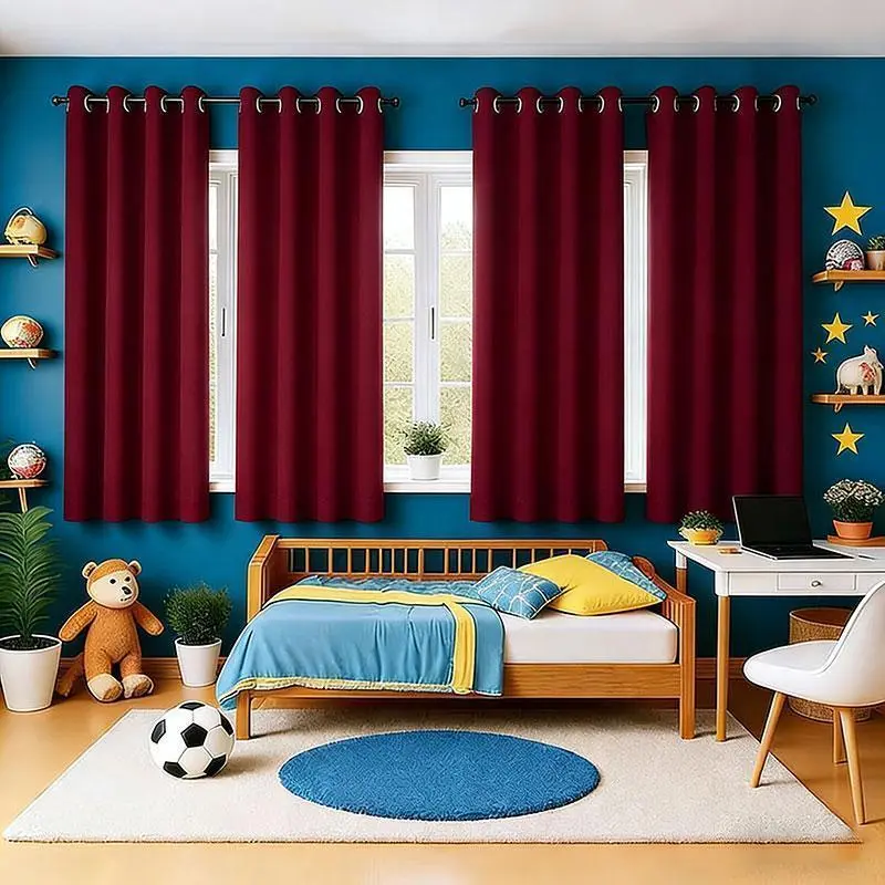 4-Piece Set, Blackout & Energy-Saving Curtains, Heat Insulation, Noise Reduction & Privacy Protection, Modern Metal Grommet Top, Suitable for Living Room, Bedroom, Balcony & Multiple Scenarios