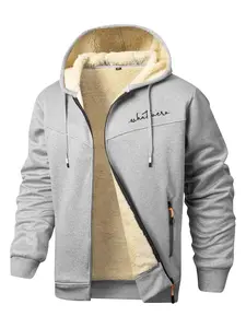 Men's Casual Printed Fleece Jacket, Soft Shell Zip Design, Regular Size for Spring/autumn/winter, Lightweight Breathable Hooded Coat