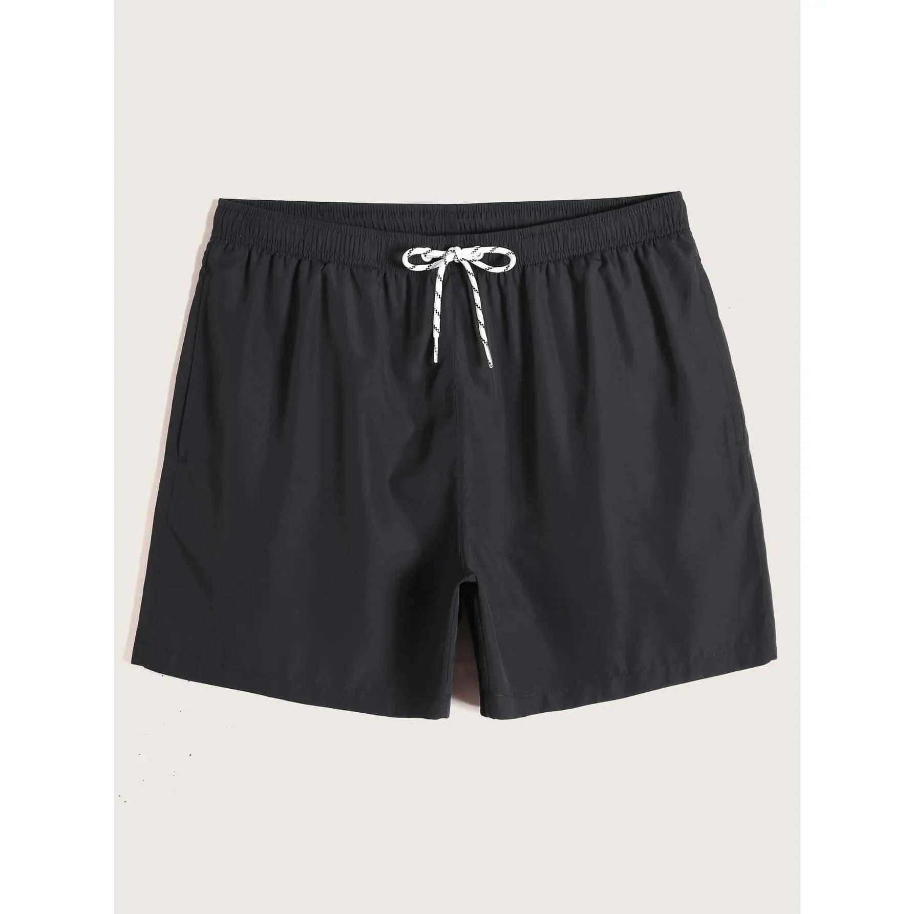 Men Elastic Drawstring Waist Solid Swim Trunks, Suitable for Swimming, Surfing, Beach