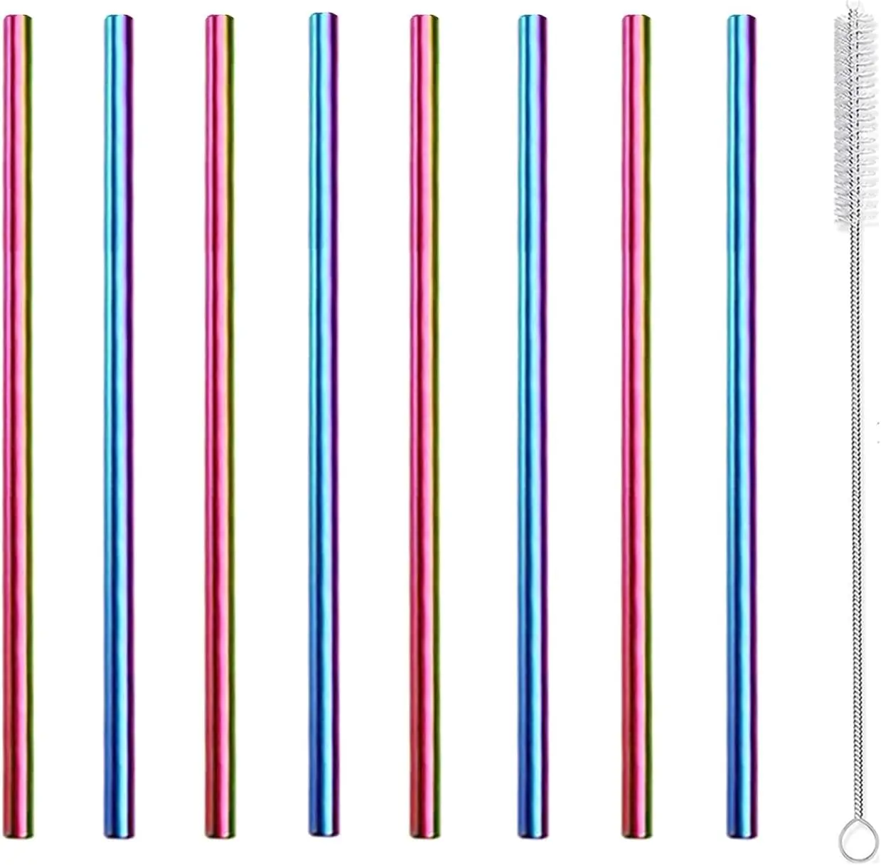 Stainless Steel Straws Short Small Mini Metal  6 Inch Drinking Straw  for  Coffee Mugs Goblets Bar Party  Office Restaurant with Cleanning Brush, Colorful 8 count