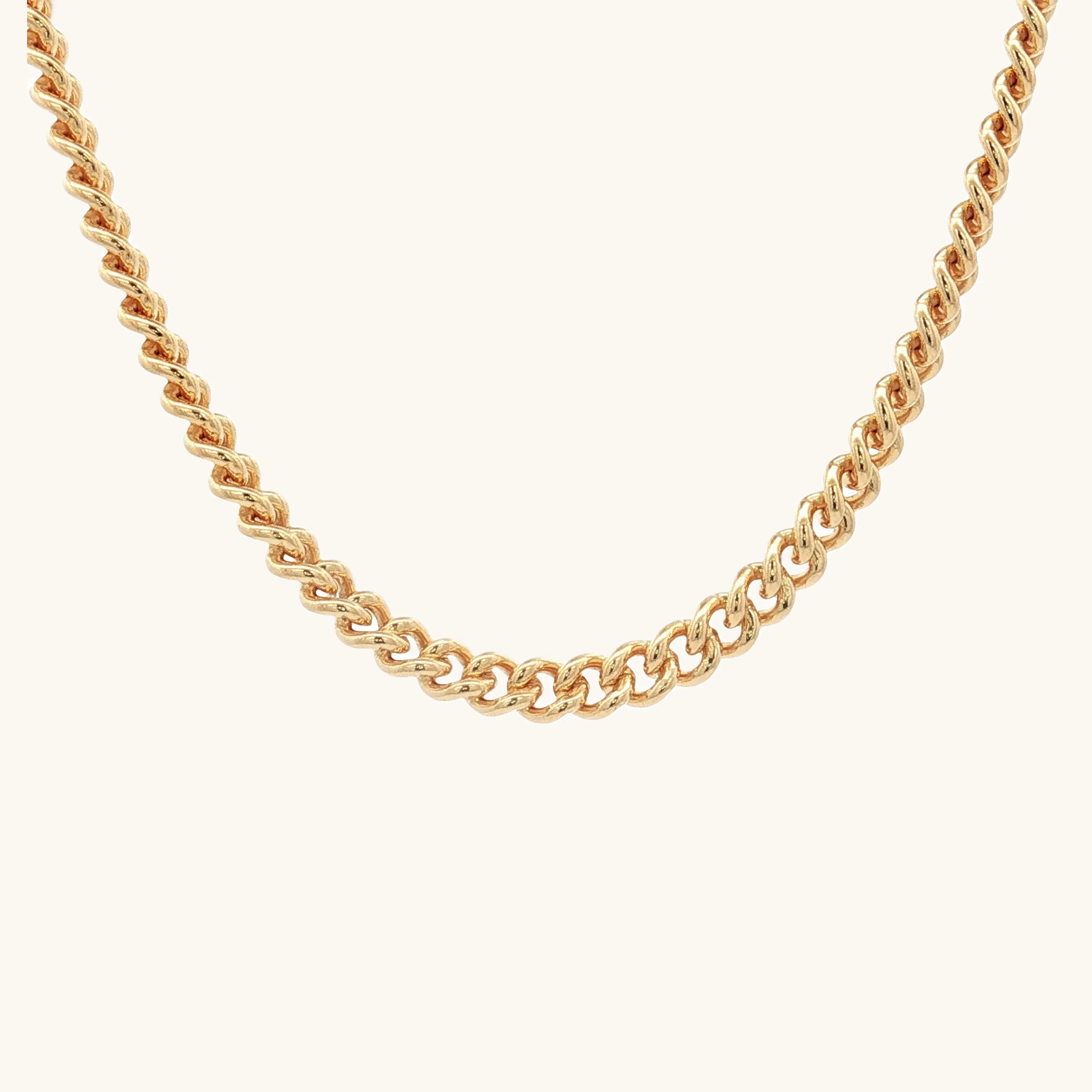 SOLID 14K DOUBLE BONDED GOLD 4MM CURB CHAIN