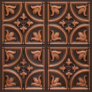 From Plain To Beautiful In Hours Tiny Tulips 2 ft. x 2 ft. PVC Glue-up Faux Tin Ceiling Tile - #148 - (Pack of 10) / 40 sqft