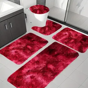 Ultra Soft, Absorbent 5pcs Luxury Plush Bathroom Rug Set - Non-Slip, Thick, Machine Washable - Geometric Patterns, Perfect for Modern Home Decor, Rugs for Bathroom Bathroom Accessories