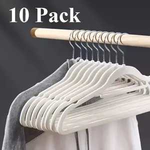 10 Pack Velvet Non Slip Hangers Flocked Anti Slip Design for Small Closets Space Saving Slim Hangers Keep Clothes in Place No More Falling Shirts Dresses Coats Closet Organization Must Have