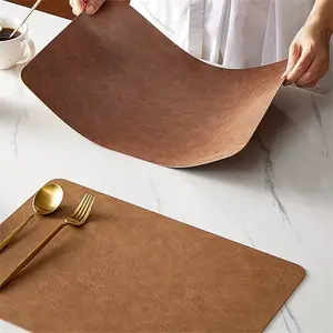 Faux Leather Placemats Set of 4/6pcs ,Heat Resistant Non-Slip Waterproof,Double-Sides,Kitchen Dining PU Table Place Mats, Kitchen Decorative Placemat
