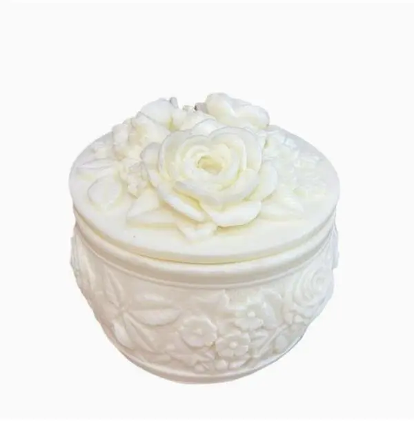 Ivory Nut Carved Jewelry Box Storage Jar - "Blossom & Prosperity" Lucky Curio Ornament for Living Room Decor